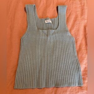 Teal small stretchy soft cropped tank top